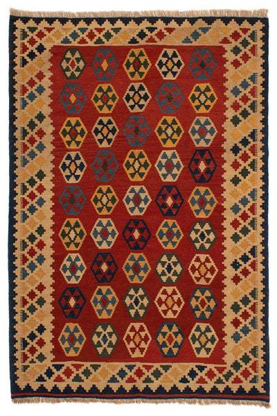 Kelim Fars Teppich 152x212cm - dunkelrot