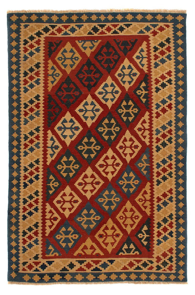 Kelim Fars Teppich 142x217cm - dunkelrot
