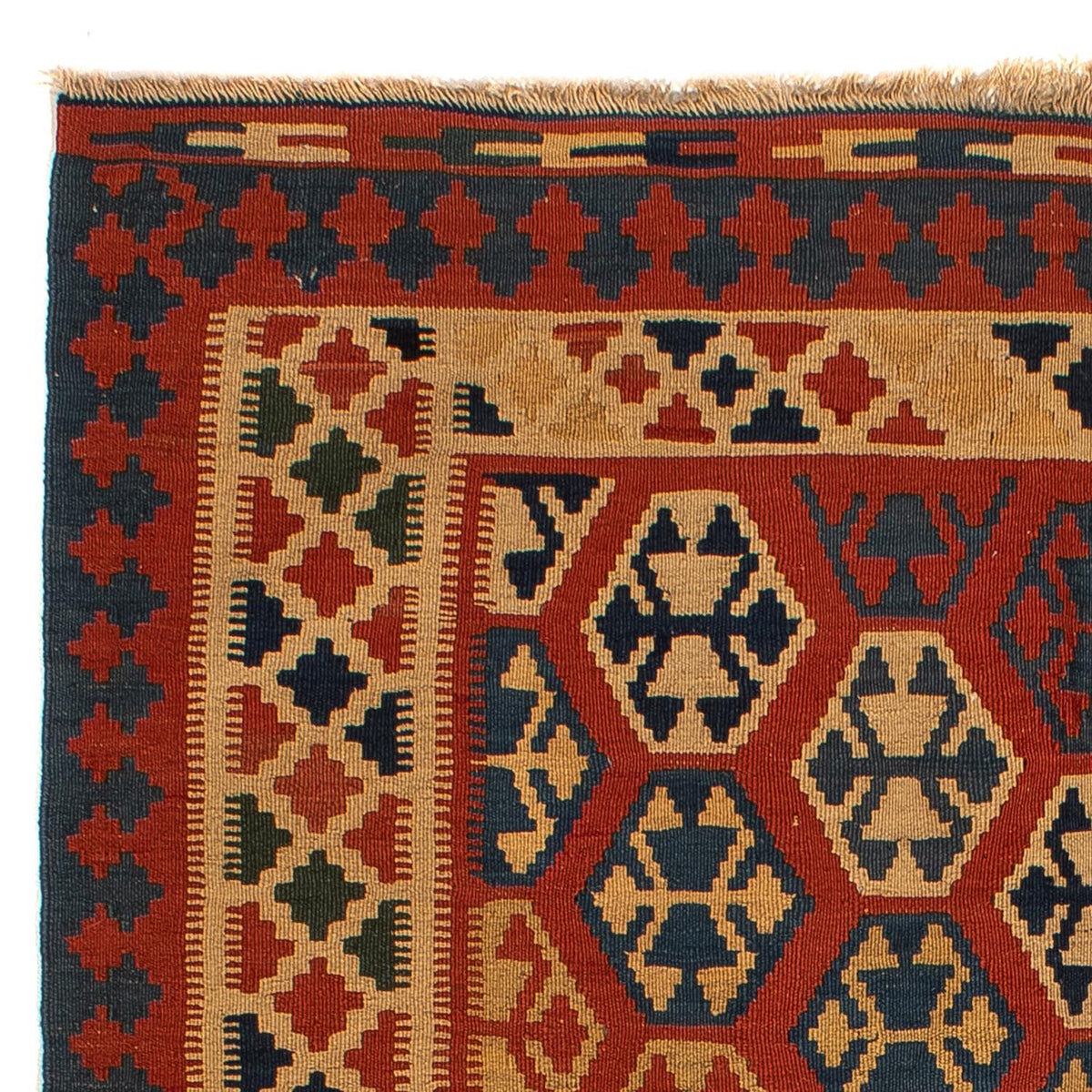 Kelim Fars Teppich 155x181cm - dunkelrot