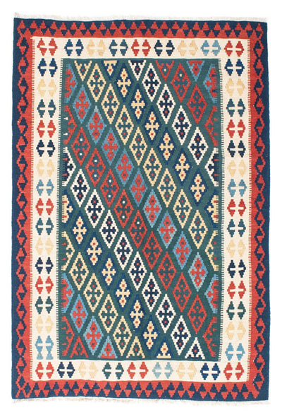 Kelim Fars Teppich 131x193cm - blau