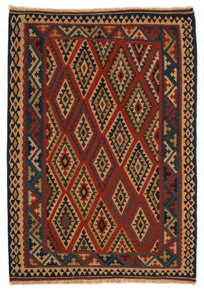 Kelim Fars Teppich 165x213cm - dunkelrot