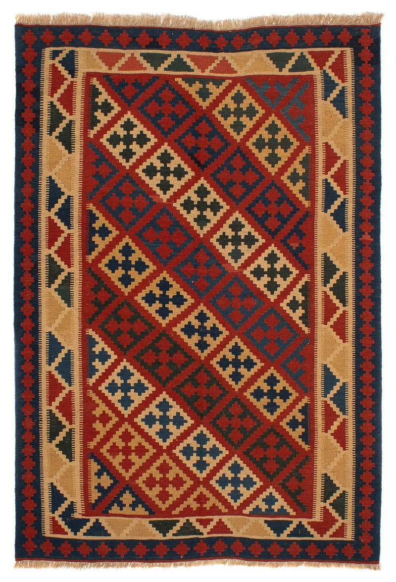 Kelim Fars Teppich 151x220cm - dunkelrot