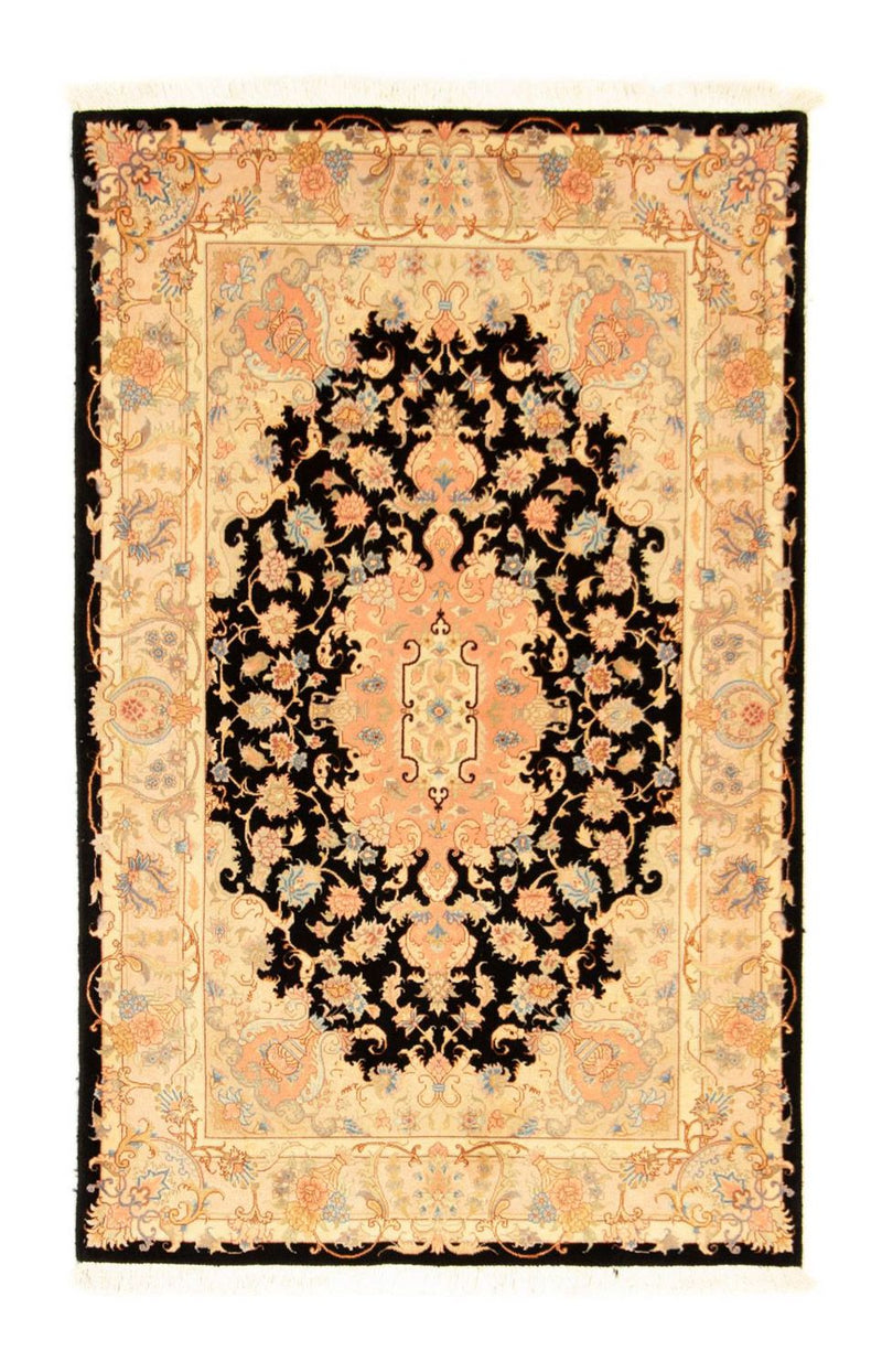 Täbriz - 50 Raj Teppich 100x158cm - Perserteppich - schwarz
