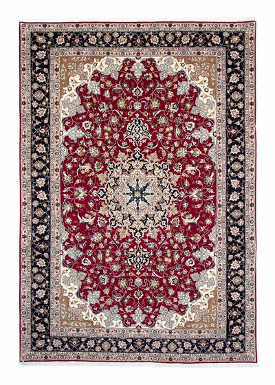 Täbriz - 50 Raj Teppich 206x302cm - Perserteppich - dunkelrot