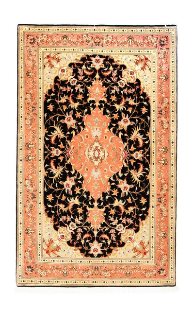 Täbriz - 50 Raj Teppich 101x161cm - Perserteppich - schwarz