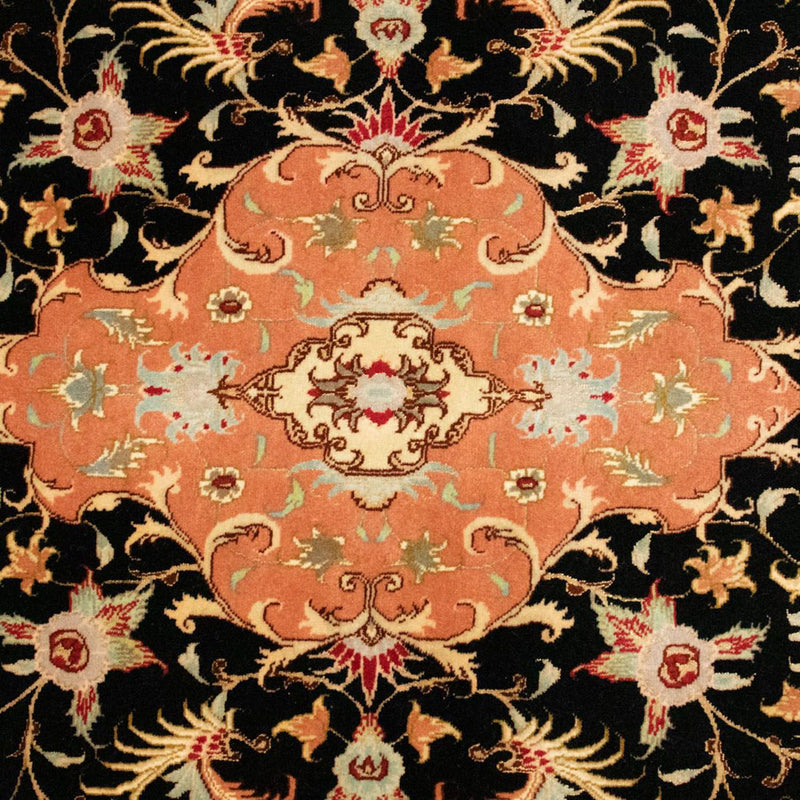Täbriz - 50 Raj Teppich 101x161cm - Perserteppich - schwarz