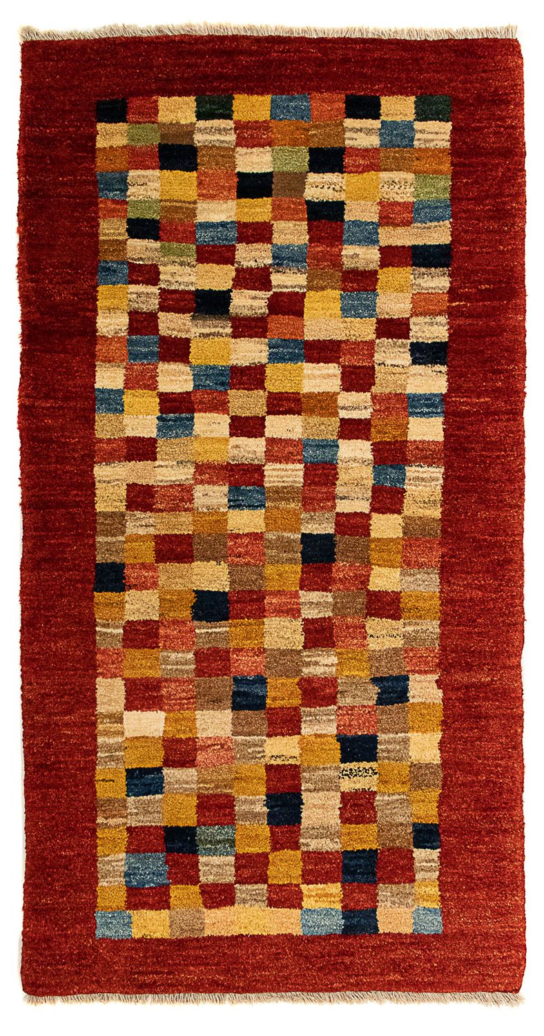 Gabbeh Persisch Teppich 72x139cm - Perserteppich Wollteppich - dunkelrot