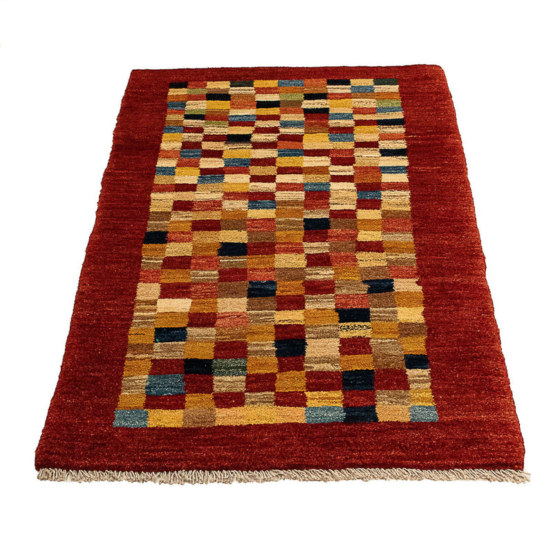 Gabbeh Persisch Teppich 72x139cm - Perserteppich Wollteppich - dunkelrot
