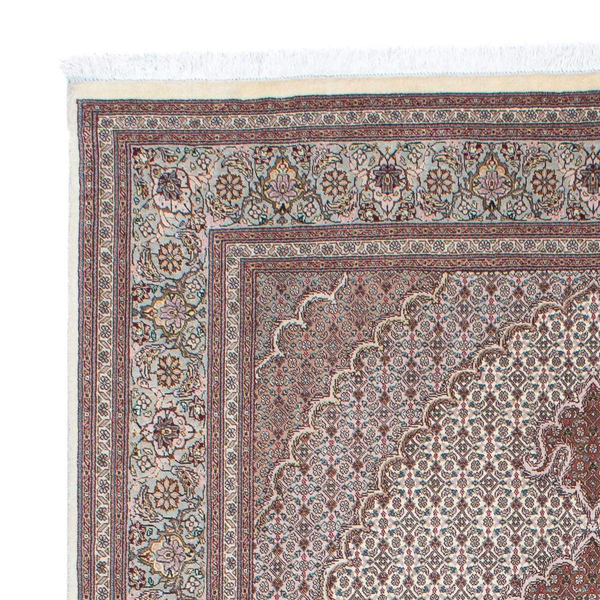 Täbriz - 50 Raj Teppich 150x210cm - Perserteppich - hellbraun