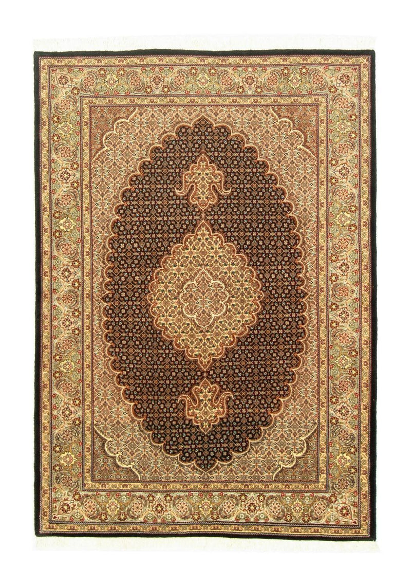 Täbriz - 50 Raj Teppich 102x148cm - Perserteppich - schwarz