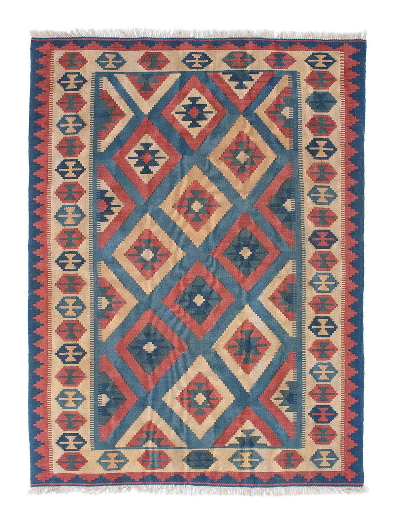 Kelim Fars Teppich 125x172cm - blau