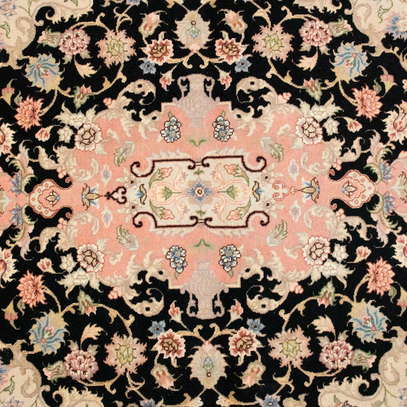 Täbriz - 50 Raj Teppich 104x154cm - Perserteppich - schwarz
