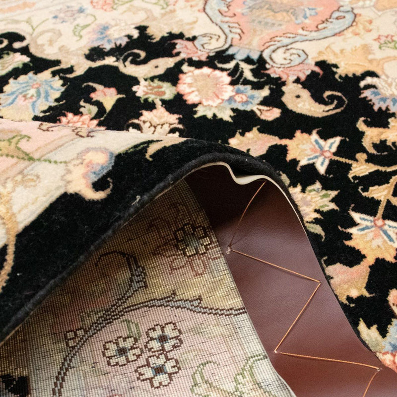 Täbriz - 50 Raj Teppich 104x154cm - Perserteppich - schwarz