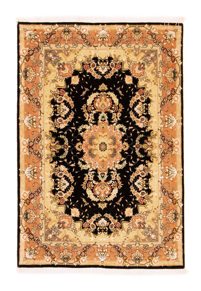 Täbriz - 50 Raj Teppich 100x147cm - Perserteppich - schwarz
