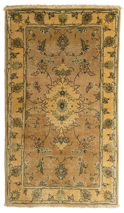 Täbriz - 50 Raj Teppich 66x122cm - Perserteppich - hellbraun