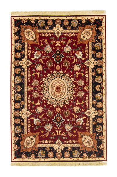 Täbriz - 50 Raj Teppich 102x154cm - Perserteppich - rot