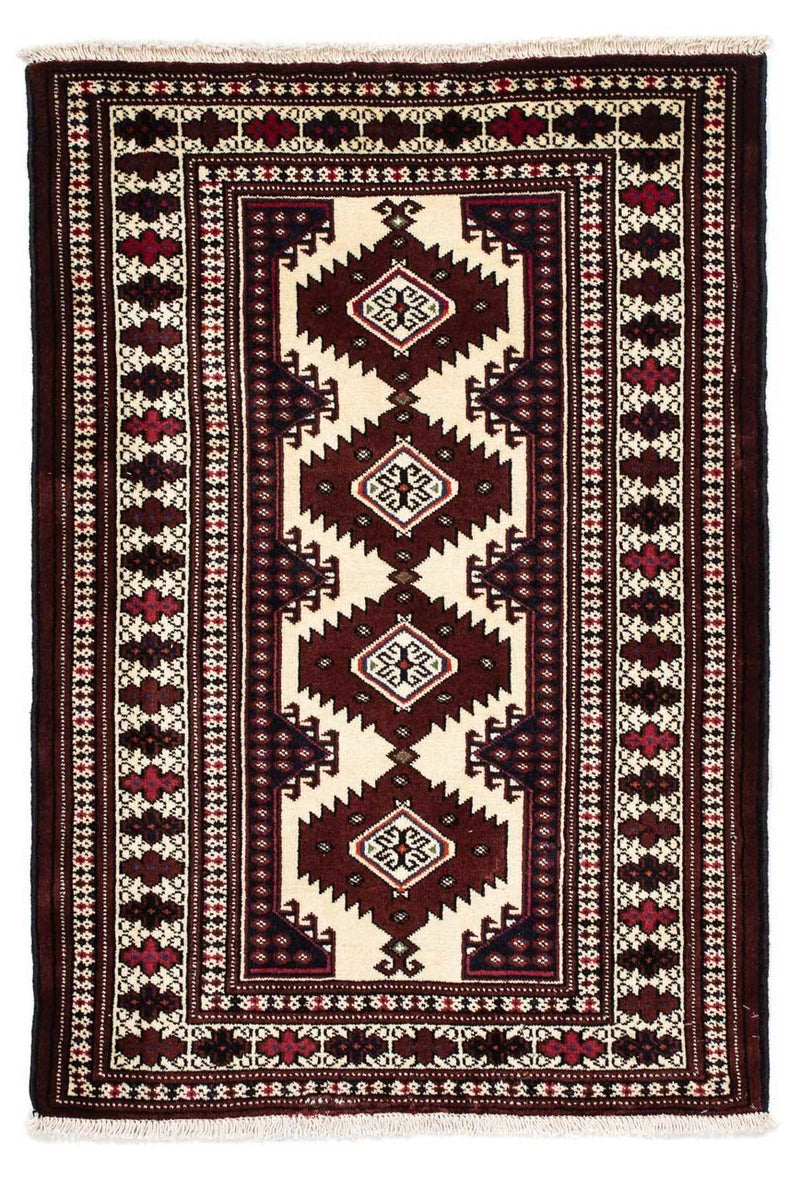 Turkaman Teppich 90x135cm - Orientteppich - dunkelrot