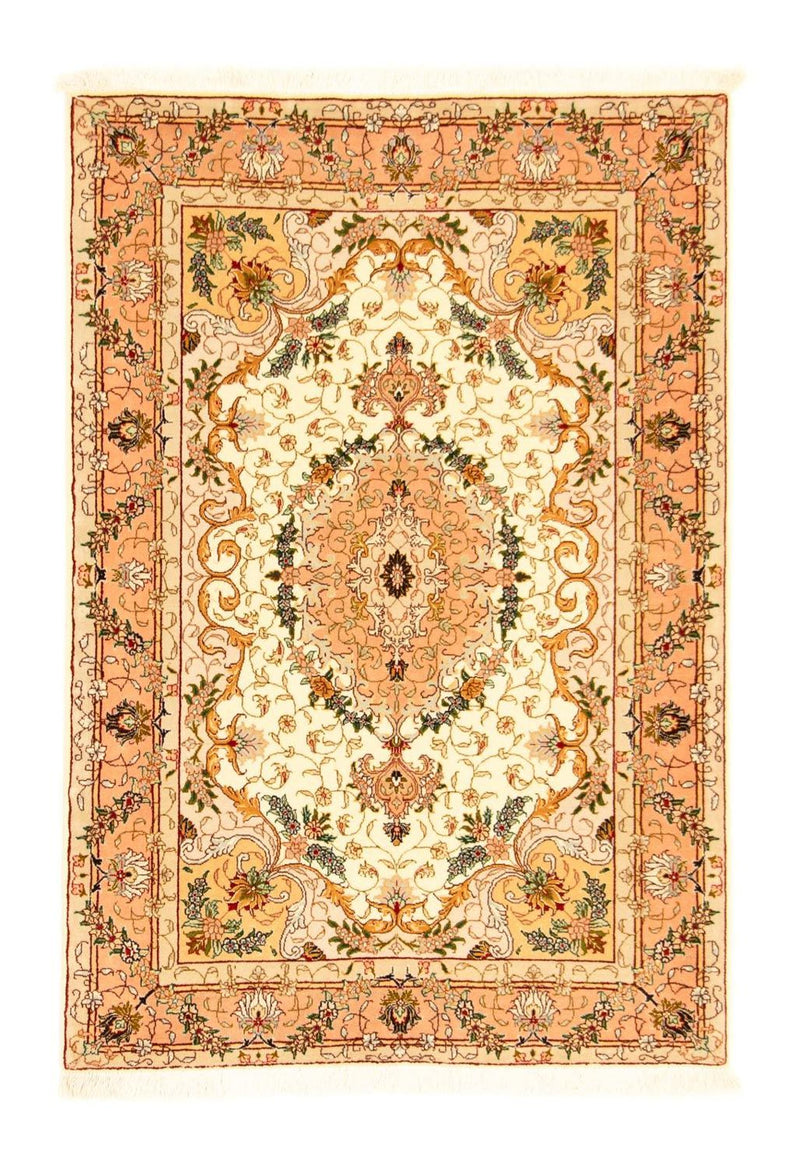 Täbriz - 50 Raj Teppich 100x150cm - Perserteppich - beige