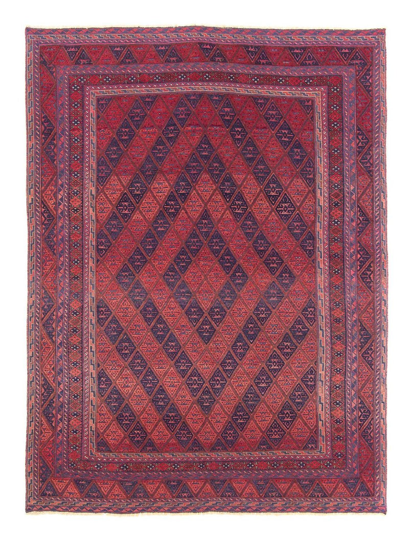 Kelim Afghan Teppich 206x279cm - dunkelrot