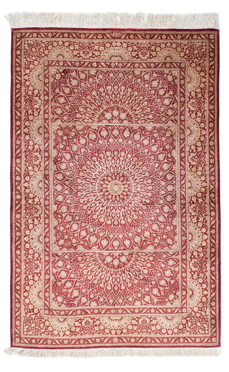 Ghom Teppich 100x151cm - Perserteppich - dunkelrot