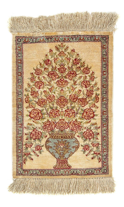 Ghom - Seide Teppich 31x42cm - Perserteppich - beige
