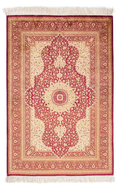 Ghom Teppich 95x143cm - Perserteppich - dunkelrot
