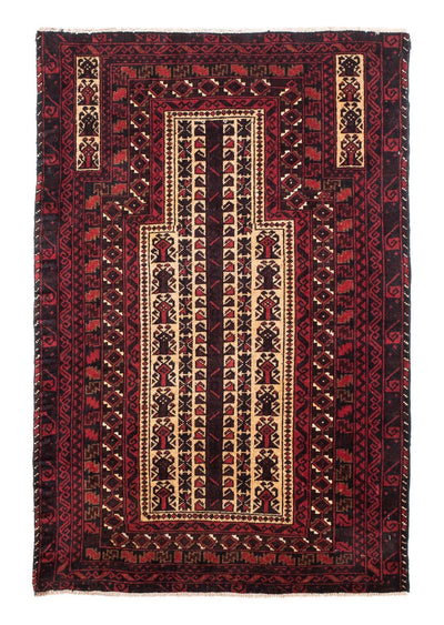 Belutsch Teppich 86x126cm - Orientteppich - dunkelrot