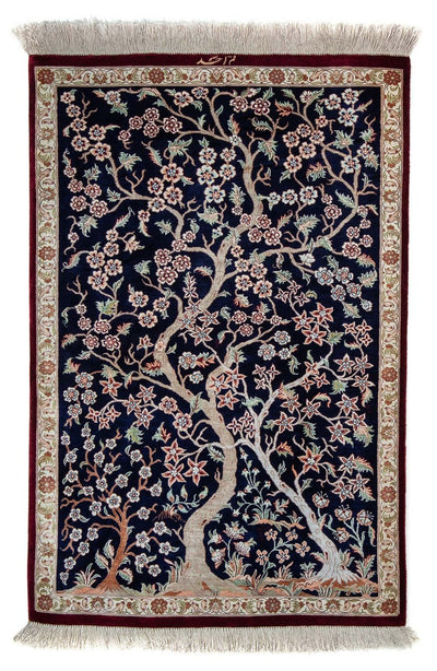 Ghom Teppich 59x87cm - Perserteppich - dunkelblau
