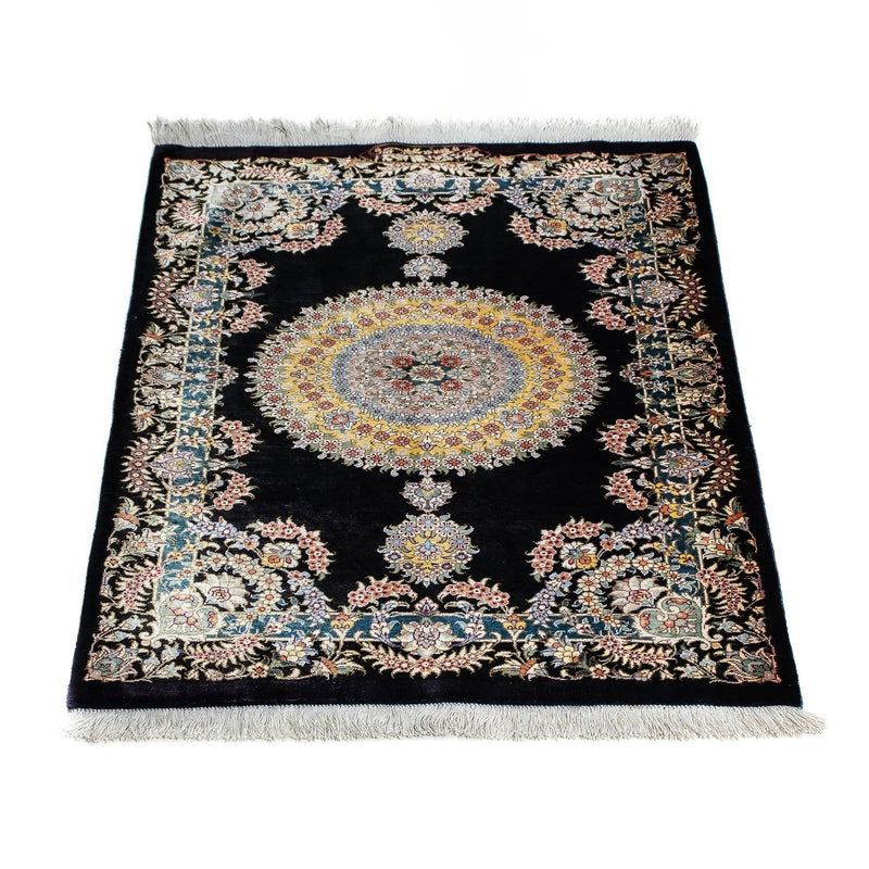 Ghom Teppich 59x89cm - Perserteppich - dunkelblau