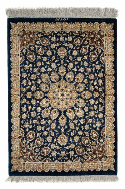 Ghom Teppich 55x84cm - Perserteppich - dunkelblau