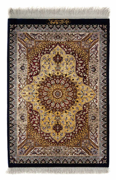 Ghom Teppich 59x87cm - Perserteppich - dunkelblau