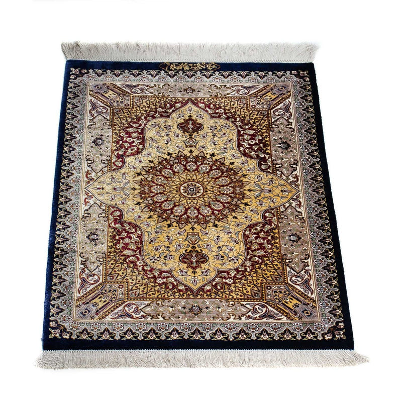 Ghom Teppich 59x87cm - Perserteppich - dunkelblau