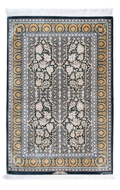 Ghom Teppich 80x118cm - Perserteppich - dunkelblau
