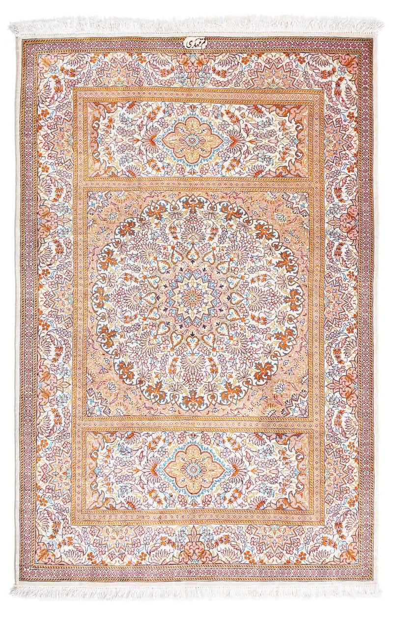 Ghom Teppich 78x122cm - Perserteppich - beige