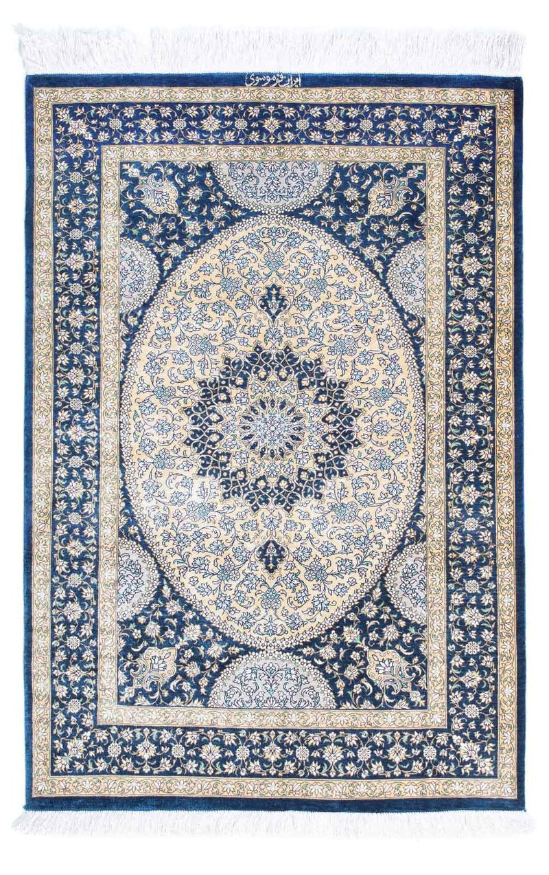 Ghom Teppich 73x111cm - Perserteppich - blau