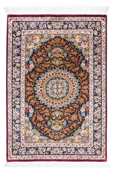 Ghom Teppich 79x119cm - Perserteppich - dunkelrot