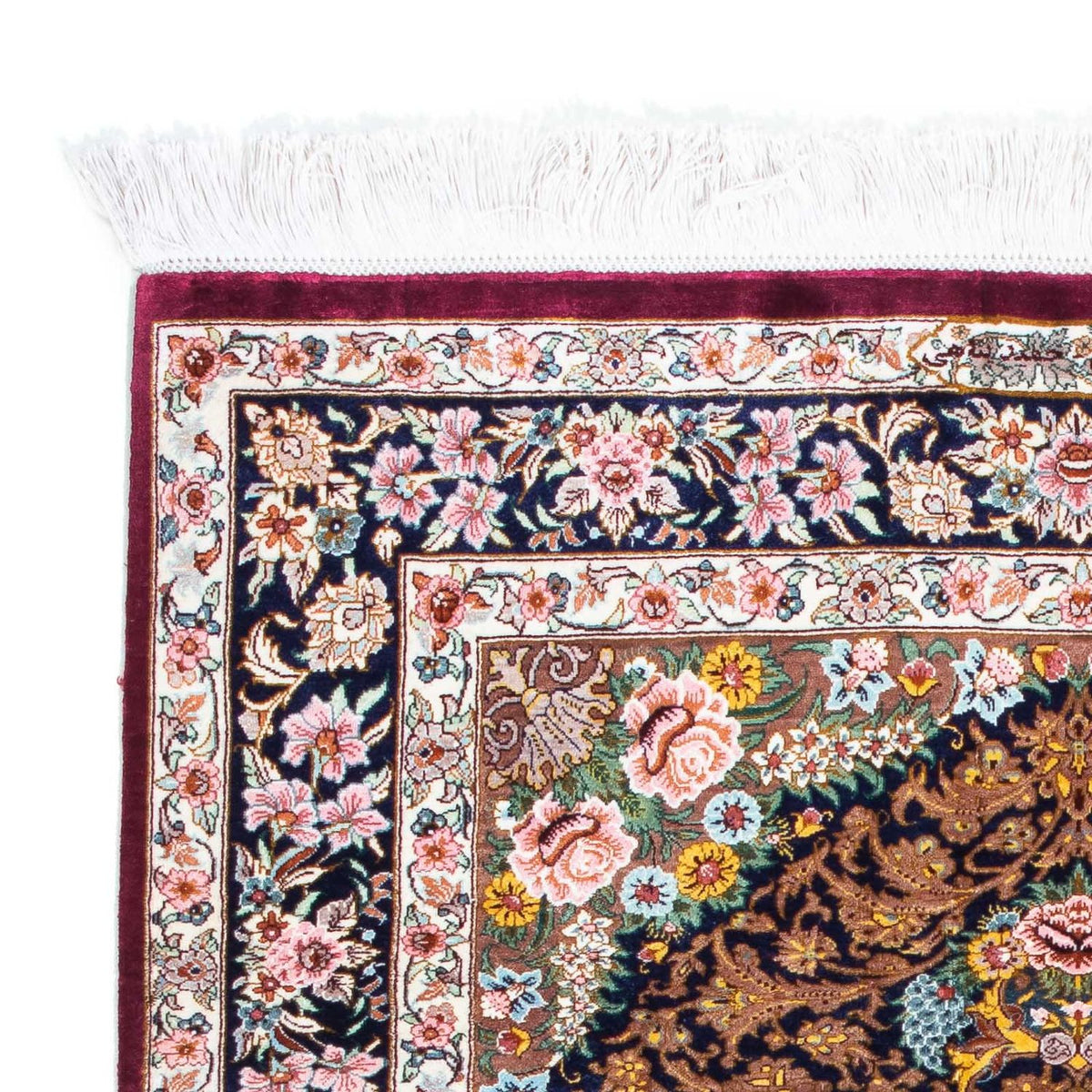 Ghom Teppich 79x119cm - Perserteppich - dunkelrot