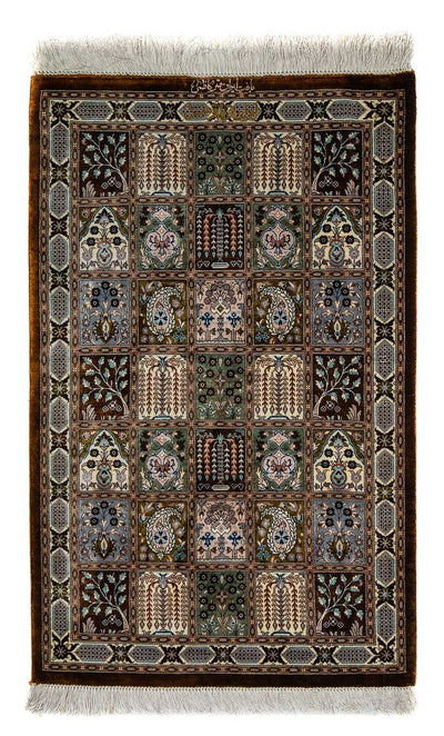Ghom Teppich 57x92cm - Perserteppich - dunkelbraun