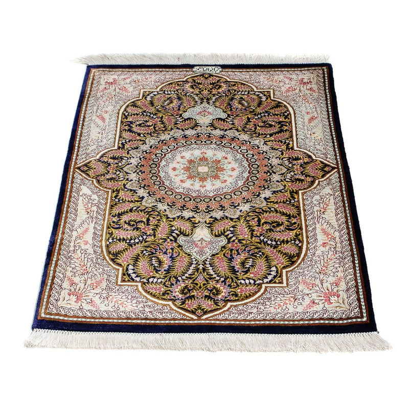 Ghom Teppich 59x93cm - Perserteppich - dunkelblau