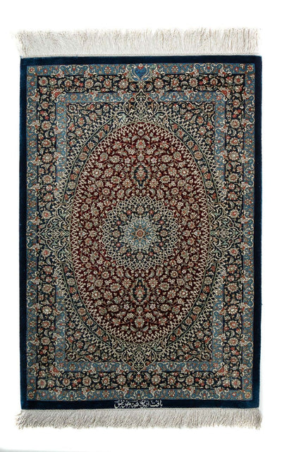 Ghom Teppich 59x89cm - Perserteppich - dunkelblau