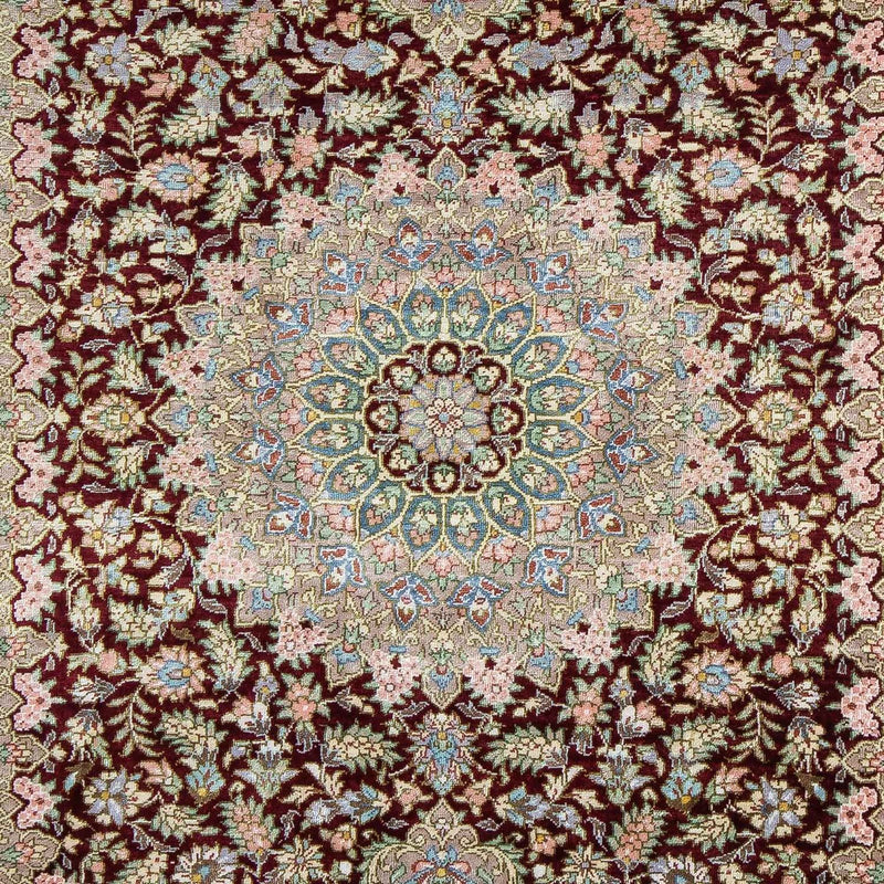 Ghom Teppich 57x88cm - Perserteppich - dunkelrot