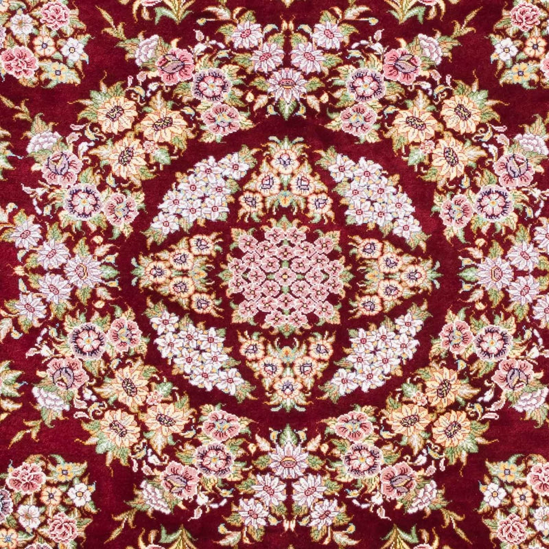 Ghom Teppich 85x122cm - Perserteppich - dunkelrot
