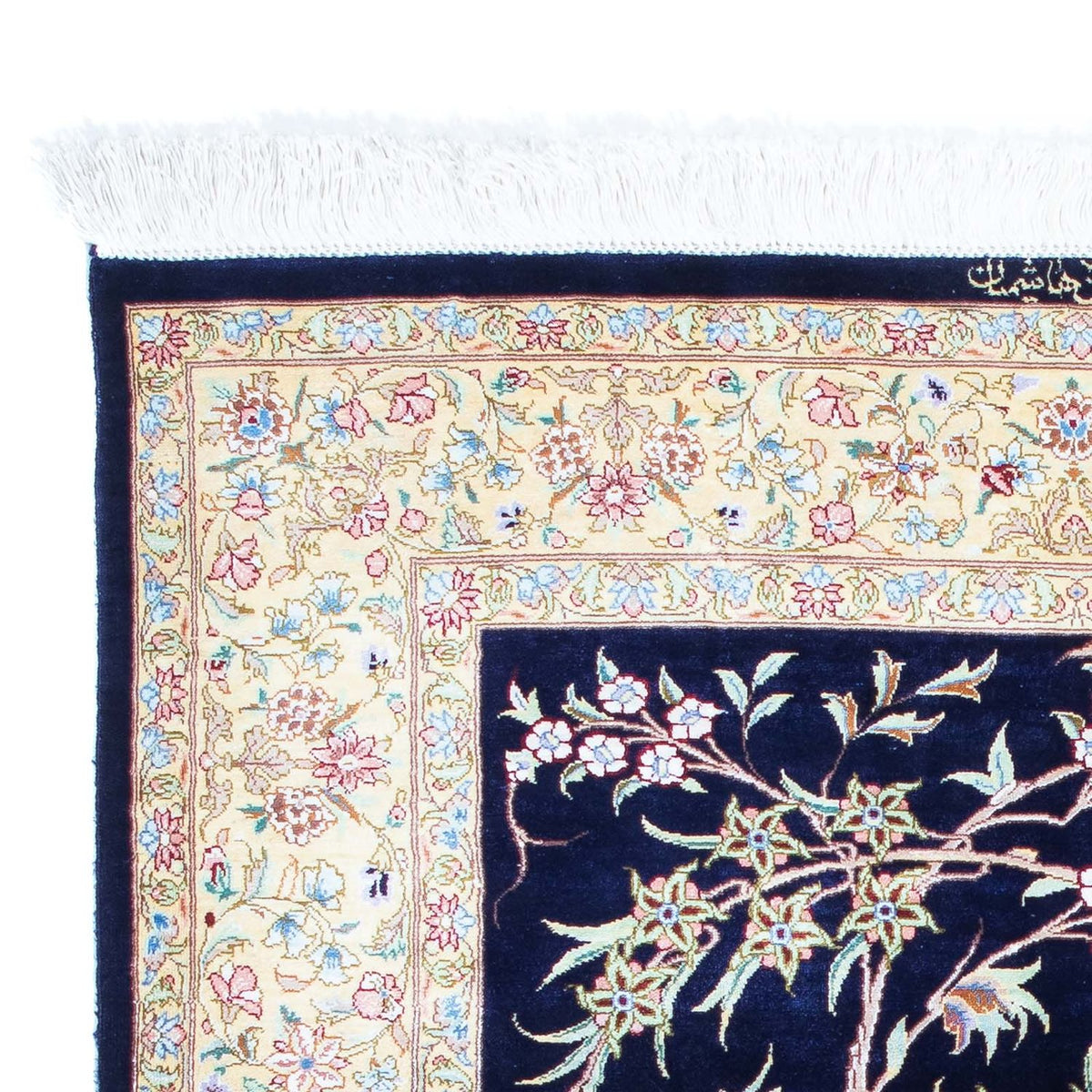 Ghom Teppich 80x119cm - Perserteppich - dunkelblau