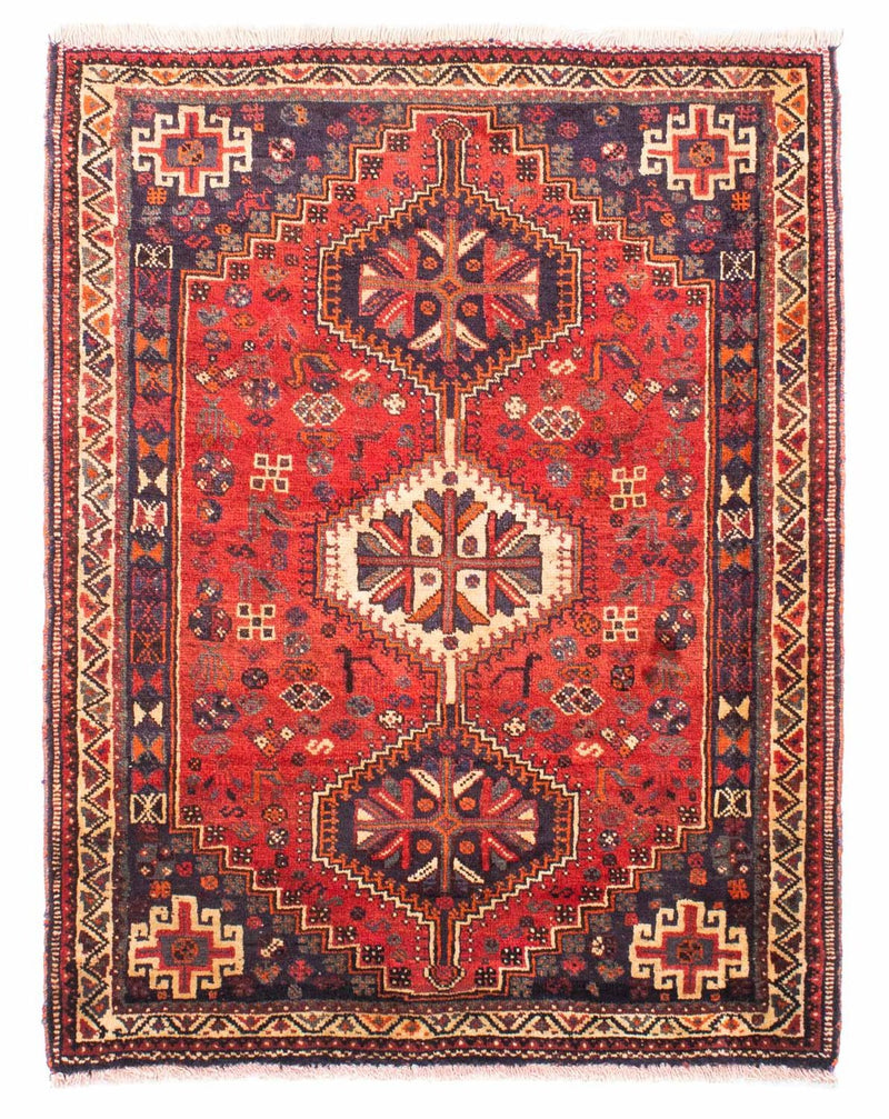 Shiraz Teppich 122x157cm - Perserteppich - dunkelrot
