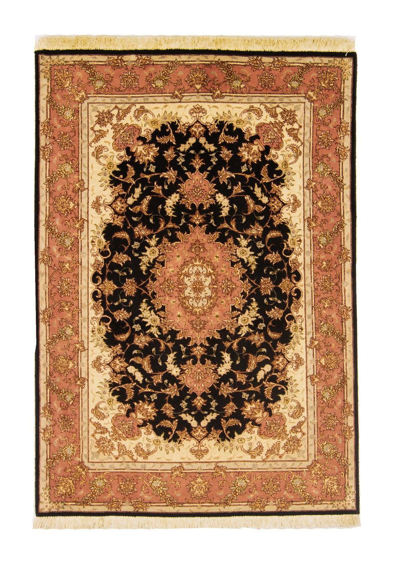 Täbriz - 50 Raj Teppich 102x147cm - Perserteppich - dunkelblau