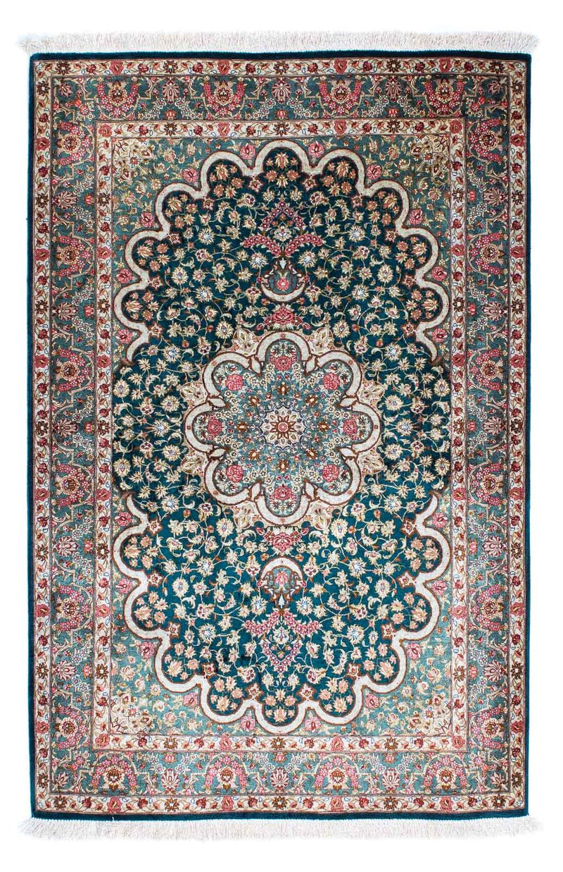Ghom Teppich 101x150cm - Perserteppich - grün