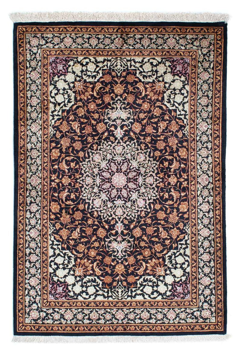 Ghom Teppich 100x149cm - Perserteppich - dunkelblau