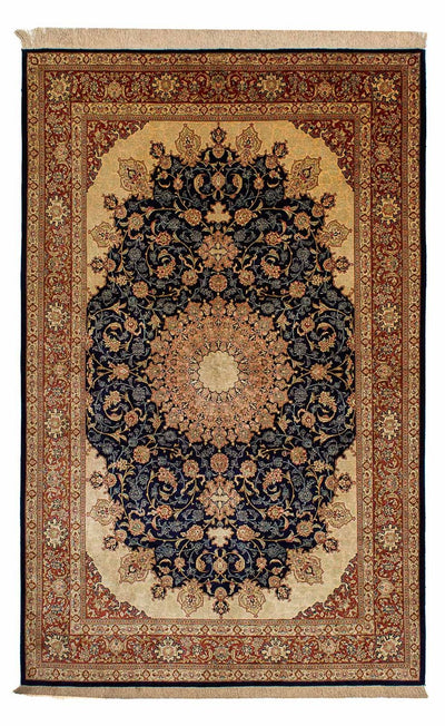 Ghom - Seide Teppich 132x216cm - Orientteppich - dunkelblau