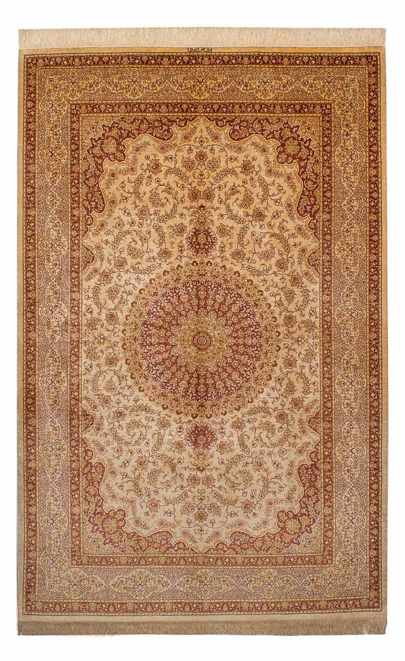 Seidenteppich - Ghom Seide - Premium 154 x 237 cm Teppich Wohnzimmer - braun