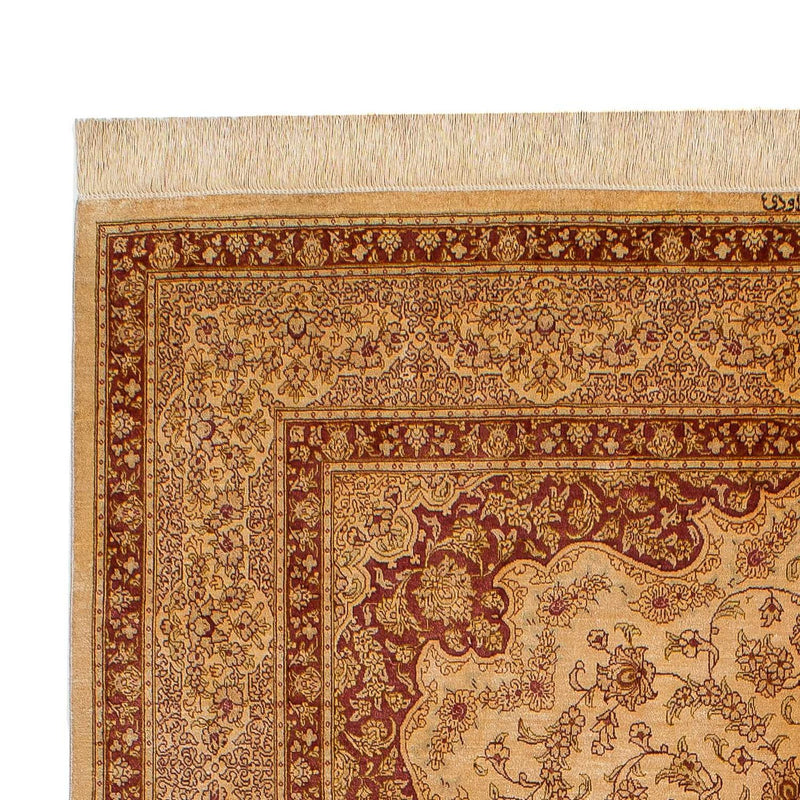 Seidenteppich - Ghom Seide - Premium 154 x 237 cm Teppich Wohnzimmer - braun